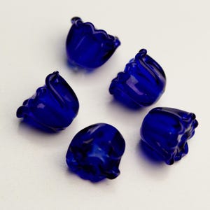 Cobalt Blue Bluebell Lampwork Glass Beads: Lily of the Valley, Set of 5