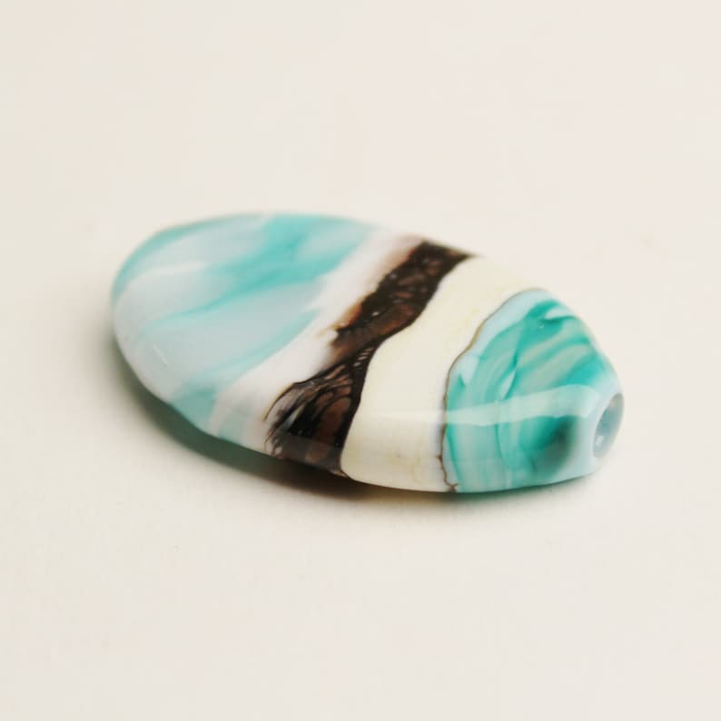 handmade supplies Oregon Coast Beach Bead with birds sra Lampwork Focal landscape like a painting in glass