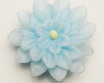 Blue Dahlia, Sculptural Lampwork Flower Focal Bead, Serena Smith Lampwork sra