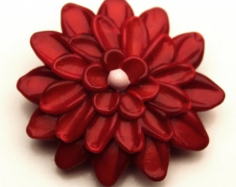 RED DAHLIA Glass Flower Bead Focal artisan lampwork bead sra supplies large floral