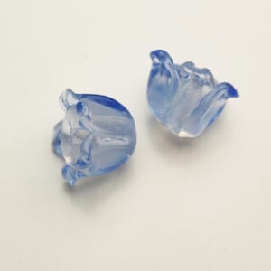Bluebell Lampwork Glass Beads: Lily of the Valley Style, Soft Blue, 9mm