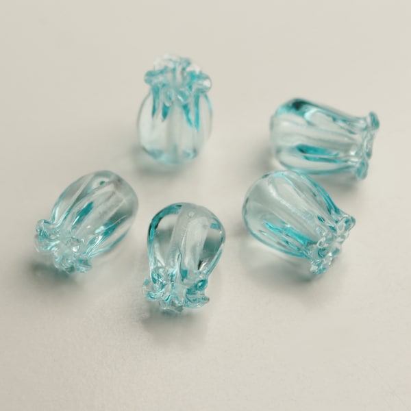 Artisan Lampwork Beads, CRYSTAL BLUE JAPONICA, handmade lamp glass jewelry earring beads