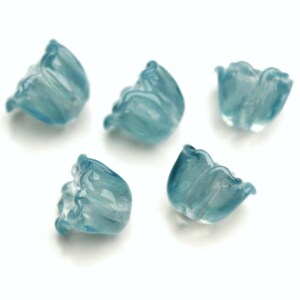 Bluebell Lampwork Glass Beads: Lily of the Valley Style, Soft Blue, Set of 5