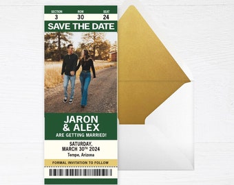 Sport Ticket with Photo / Template DIY Download /  Wedding Save the Date or Invitation / birthday rehearsal dinner shower invite