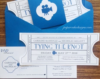 Vintage Event Ticket -SAMPLE- Wedding Invitation Suite / Movie Theater Music Ballroom Theme / RSVP Details Map Enclosure Card