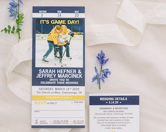 Sport Ticket Invitation with Tear Off RSVP Stub -SAMPLE- Weddings Shower Birthday Bar Mitzvah Dinner Party