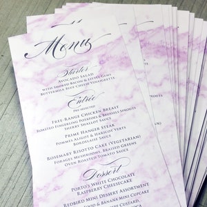 Wedding Menu / Purple Marble Graphic / DIY Printable PDF Template image 1