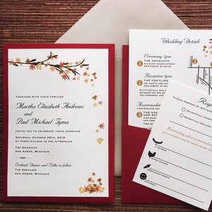 Wedding Invitation with Pocket on the back for Enclosure Cards / Custom Graphic Design image 3