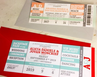 Concert Ticket Save The Date / Wedding Birthday Bridal Shower Bat/Bar Mitzvah Tickets