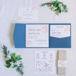 Pocket Folder Wedding Invitations / Custom Graphic Design / Rsvp Map Details Enclosure Cards image 1