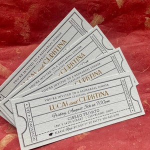 Vintage Event Ticket Enclosure Card / Wedding Rehearsal Dinner Reception Anniversary Party Birthday Brunch