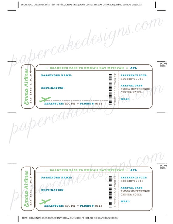 Travel Wedding Escort Cards, Boarding Pass Ticket (DIY Printable