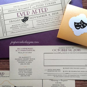 Vintage Event Ticket SAMPLE Wedding Invitation Suite / Movie Theater Music Ballroom Theme / RSVP Details Map Enclosure Card image 9