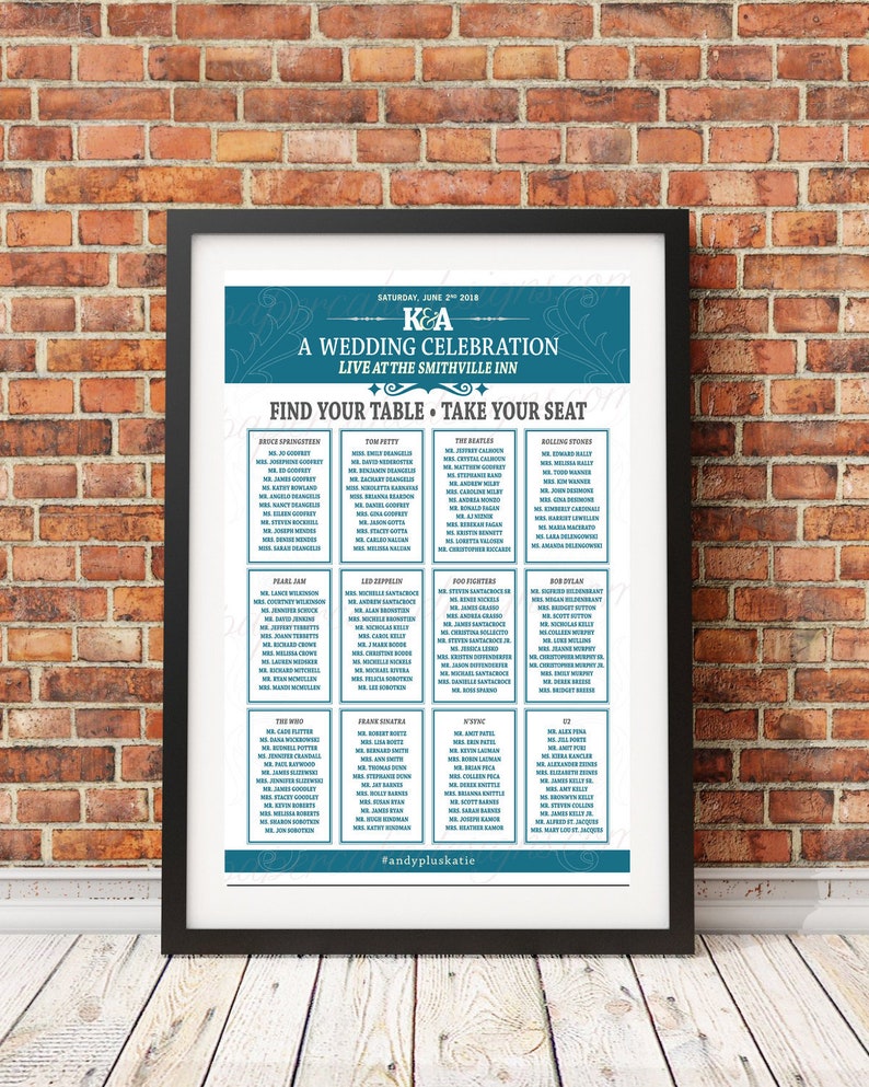 Wedding Seating Chart / Concert Festival Poster Design / DIY Digital Printable PDF / Reception Sign image 1