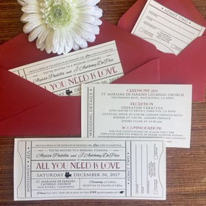 Vintage Movie Ticket Wedding Invitation with RSVP Tear-off stub SAMPLE Custom Design / Birthday Party Anniversary Corporate Event Invite image 9