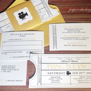 Vintage Event Ticket SAMPLE Wedding Invitation Suite / Movie Theater Music Ballroom Theme / RSVP Details Map Enclosure Card image 5