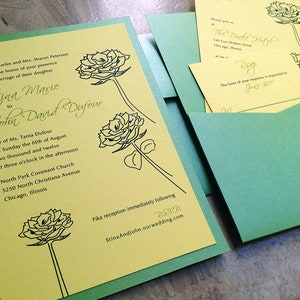 Wedding Invitation with Pocket on the back for Enclosure Cards / Custom Graphic Design image 6