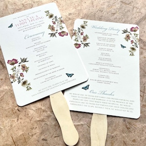 Cartão ou leque para programa de casamento / Imprimir ou PDF para impressão faça você mesmo / Design personalizado de papelaria para cerimônia e recepção