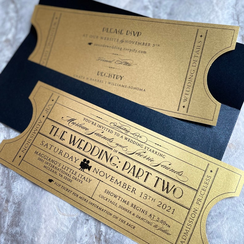 Vintage Ticket Invitation SAMPLE Movie Event Theater Invites / Wedding Birthday Party Corporate Tickets image 3