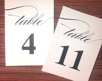 DIY Script Font Table Number / 5x7 Wedding Reception Cards / Download Printable PDF Template