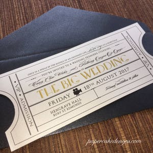 Wedding Save the Date Vintage Film Ticket / Cinema Theater Hollywood / outer Envelope image 4