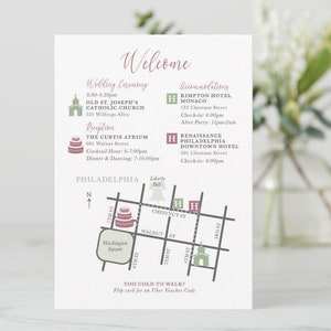 Mappa del matrimonio personalizzata / File digitale fai da te stampabile / Itinerario del weekend con borsa di benvenuto