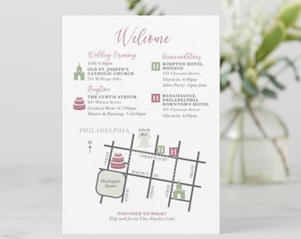 Wedding Map Custom Design / Printable DIY digital files / Welcome Bag Weekend Itinerary / Corporate Business Maps