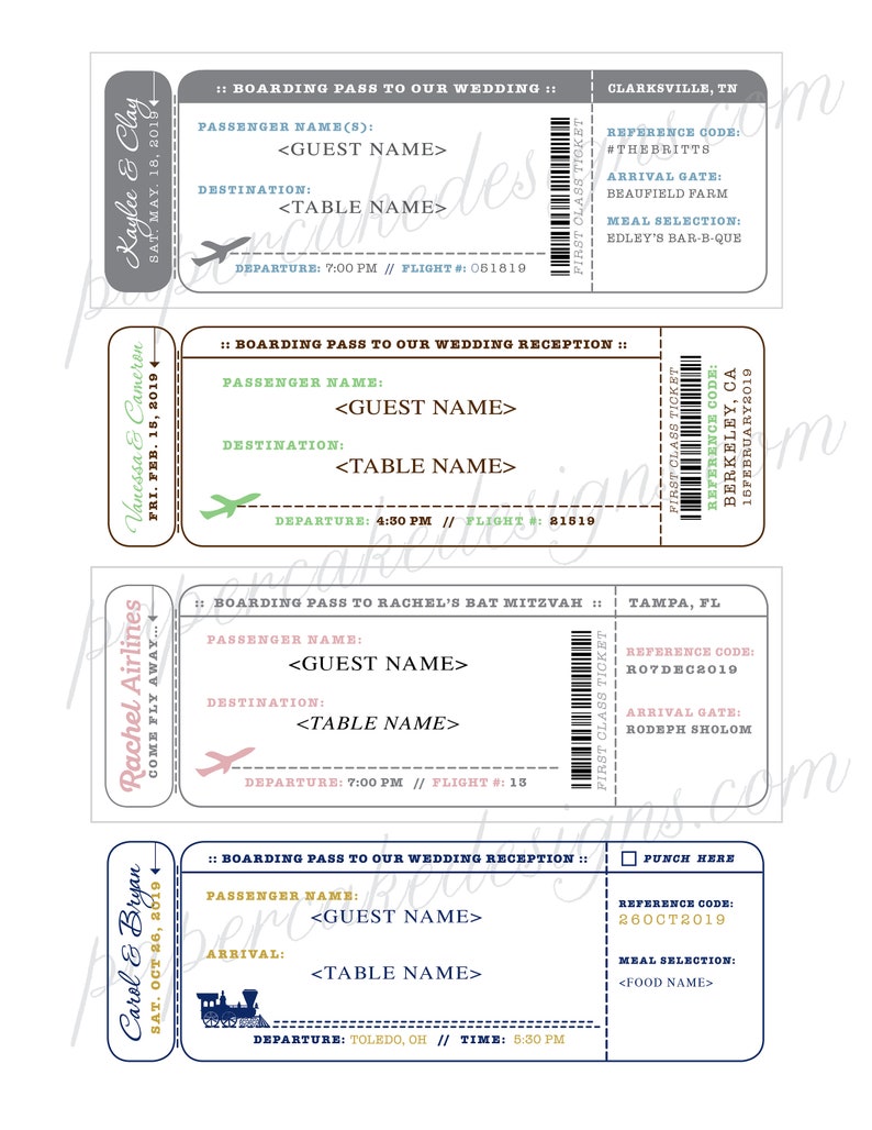 Escort Card Boarding Pass Ticket / DIY Printable Interactive PDF / Travel Airplane or Train Wedding Reception image 6