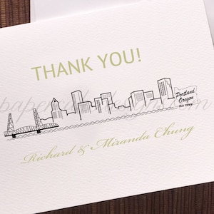 Invitación de boda con el horizonte de la ciudad de PORTLAND / Descarga de diseño digital / Ilustración gráfica del paisaje urbano
