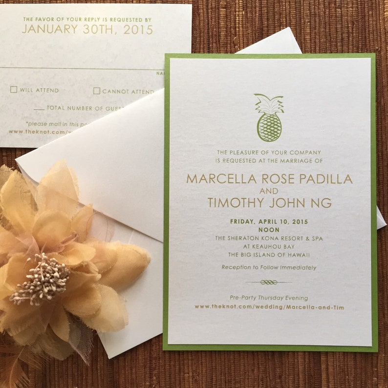 Beach Wedding Invitations / Hawaiian Tropical Custom Designs 2-layer Invite