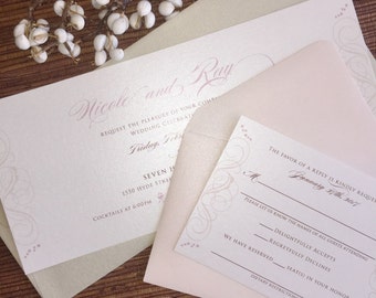 Modern Typography Wedding Invitation / Rehearsal Dinner Invite / Custom Graphic Design / Horizontal Flat Card
