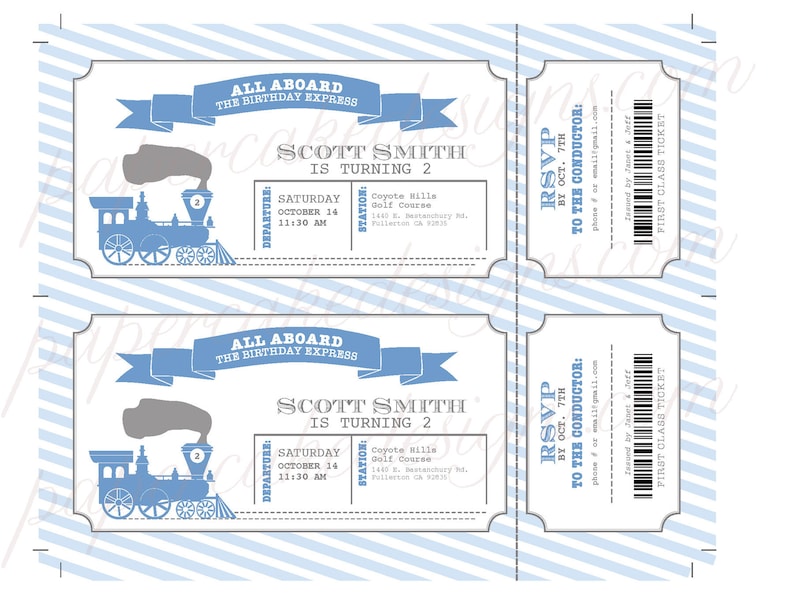 train ticket birthday invitation diy printable pdf template etsy