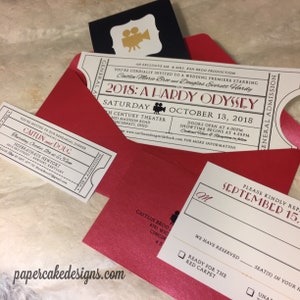 Vintage Event Ticket SAMPLE Wedding Invitation Suite / Movie Theater Music Ballroom Theme / RSVP Details Map Enclosure Card INV w/separate cards