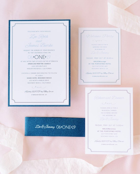 Modern Custom Wedding Invitations Print Border Invite Rsvp Etsy