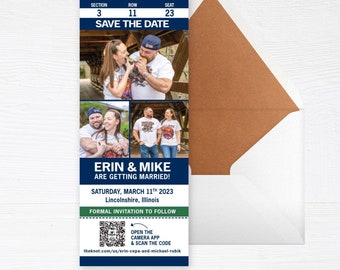 Sport Ticket with Photo and QR Code / Template DIY Download /  Wedding Save the Date or Invitation / Birthday Rehearsal Dinner Shower Invite