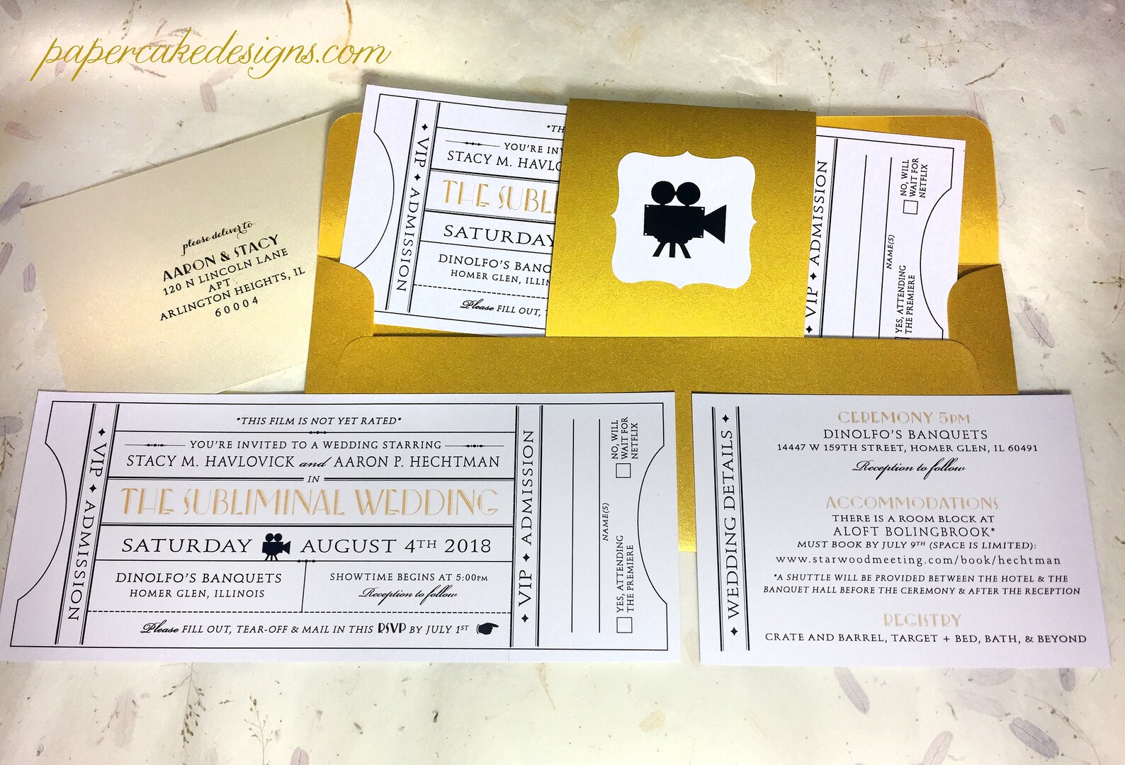 Vintage Movie Ticket Wedding Invitation With RSVP Tearoff Etsy