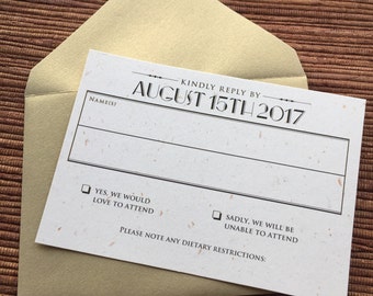 Vintage Wedding RSVP Card / DIY Printable PDF Template