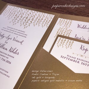 Pocket Folder Wedding Invitations / Custom Graphic Design / Rsvp Map Details Enclosure Cards Custom Order/2-layer