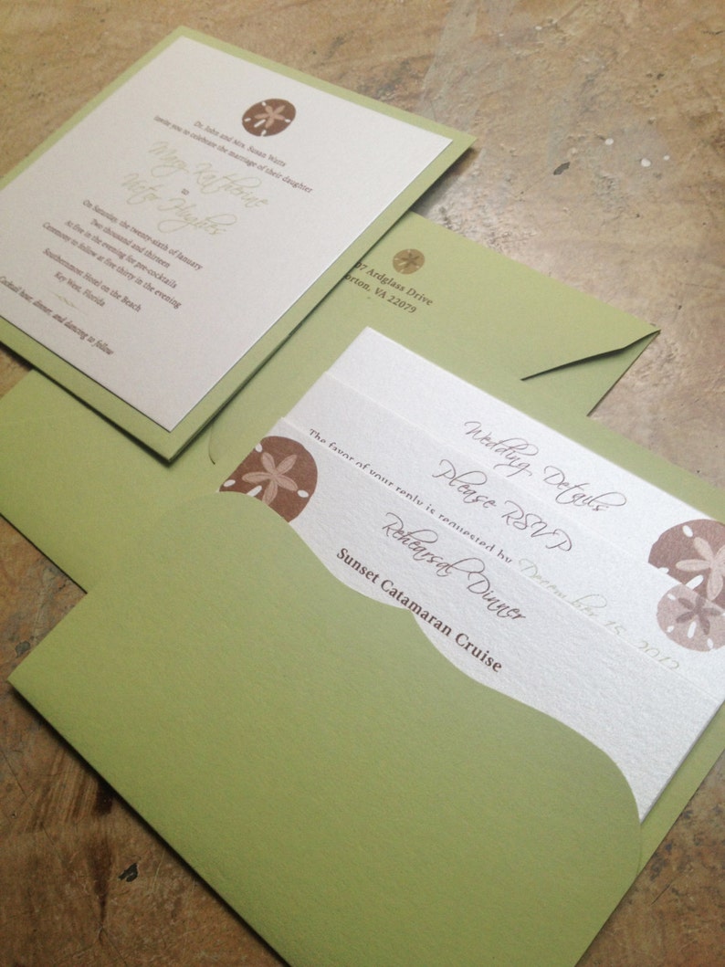 Wedding Invitation with Pocket on the back for Enclosure Cards / Custom Graphic Design image 8