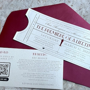 Vintage Ticket Invitation SAMPLE Movie Event Theater Invites / Wedding Birthday Party Corporate Tickets Sample/Details Card