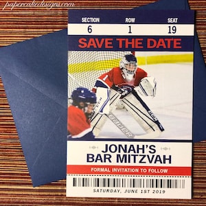 Sport Ticket Save the Date Postcard OR Magnet with envelope / Wedding Bar Mitzvah Party