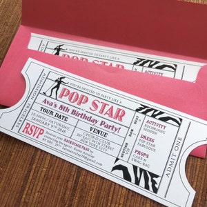 Pop Rock Star Invitation Ticket / DIY Printable PDF or Print Order / Birthday Shower Bachelorette Invite image 3