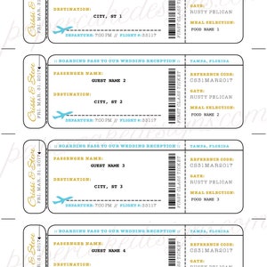 Escort Card Boarding Pass Ticket / DIY Printable Interactive PDF / Travel Airplane or Train Wedding Reception image 8