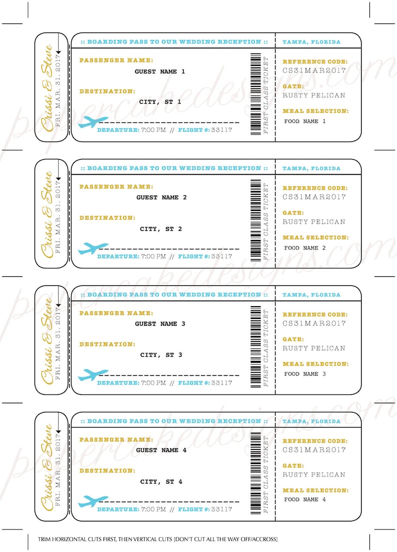 Escort Card Boarding Pass Ticket / DIY Printable Interactive PDF / Travel Airplane or Train Wedding Reception image 8