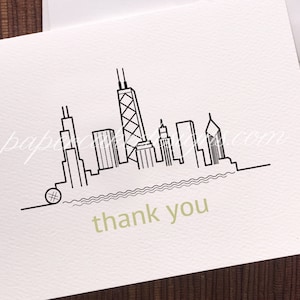 Tema de invitación de boda con el horizonte de la ciudad de Chicago / Descarga de diseño digital / Ilustración gráfica de paisaje urbano