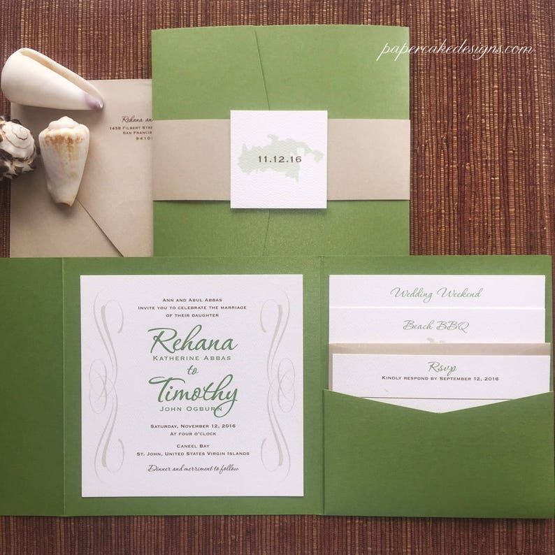 Pocket Folder Wedding Invitations / Custom Graphic Design / Rsvp Map Details Enclosure Cards 2-layer/Sample