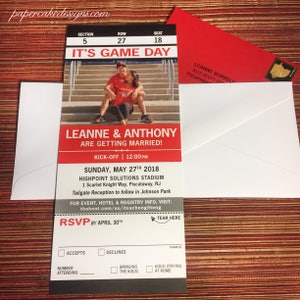 Sport Ticket Invitation with Tear Off RSVP Stub SAMPLE Weddings Shower Birthday Bar Mitzvah Dinner Party image 5