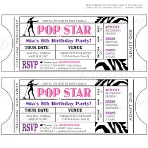 Pop Rock Star Invitation Ticket / DIY Printable PDF or Print Order / Birthday Shower Bachelorette Invite image 6