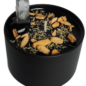 8 oz Protection Candle Herbal Soy Wax With Black Tourmaline And Quartz