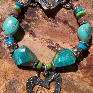 Peruvian Opal Bracelet Gaspeite Sleeping Beauty Number 8 Turquoise Artisan Sterling Silver Bracelet. image 3